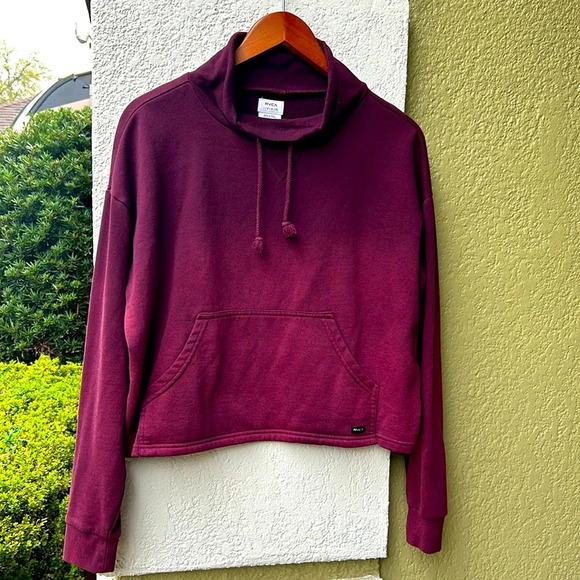 RVCA Smudged Plum Purple Ombre Cropped Mock Neck Sweatshirt - Picture 1 of 10